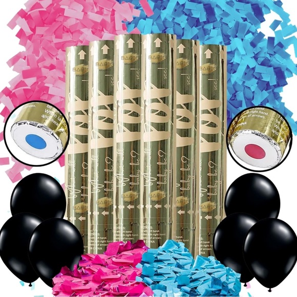 Gender Reveal Confetti Cannon, 3 Blue - Picture 5 of 6